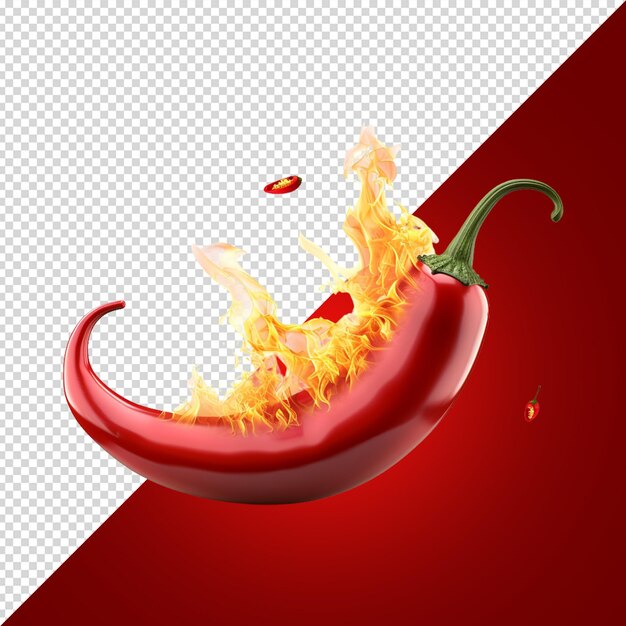 PSD a red pepper with flames and a flame on it