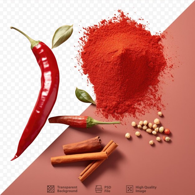 PSD red peppers and chili powder transparent background