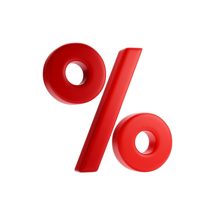 PSD red percentage symbol against a white background