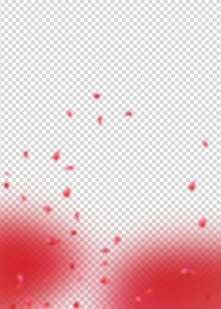 PSD red petals falling with transparent background