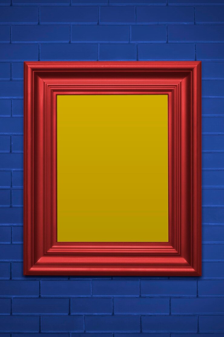 PSD red photo frame mockup