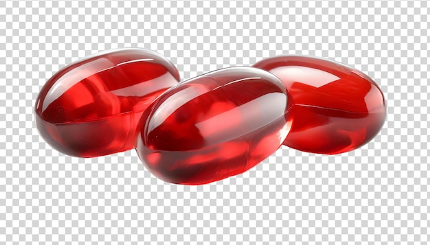 Red pills isolated on transparent background