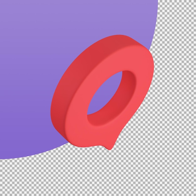 Red pin for pointing the destination on the map 3d illustration with clipping path
