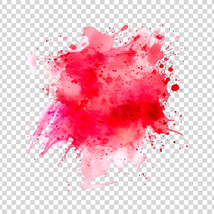 PSD red and pink watercolor splashes isolated on a white background