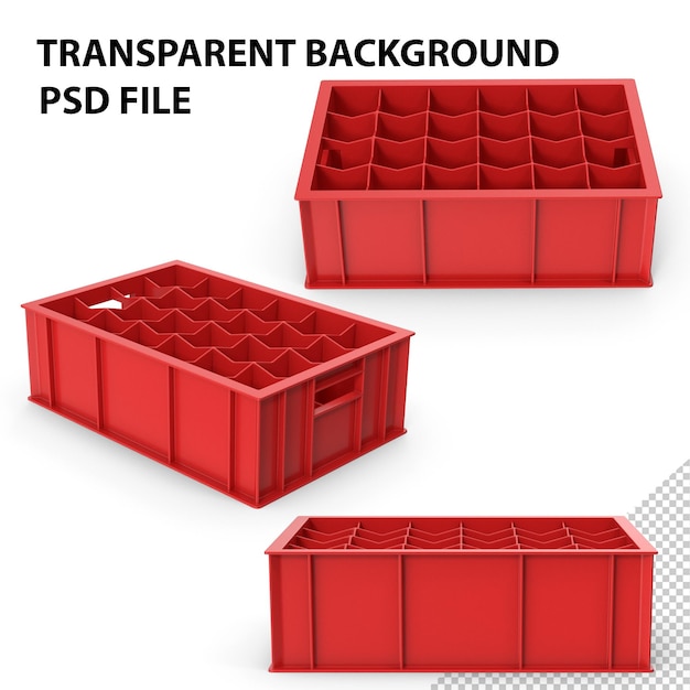 Red plastic bottle crate png