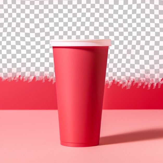 PSD a red plastic cup with a white background with a red background