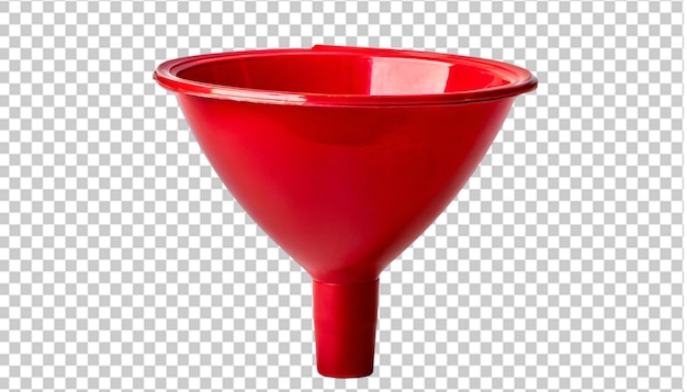 Red plastic funnel isolated on transparent background