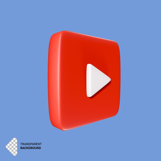 red play button with 3d rendering design.