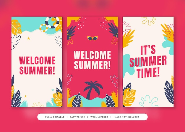 PSD red playful bright summer instagram story