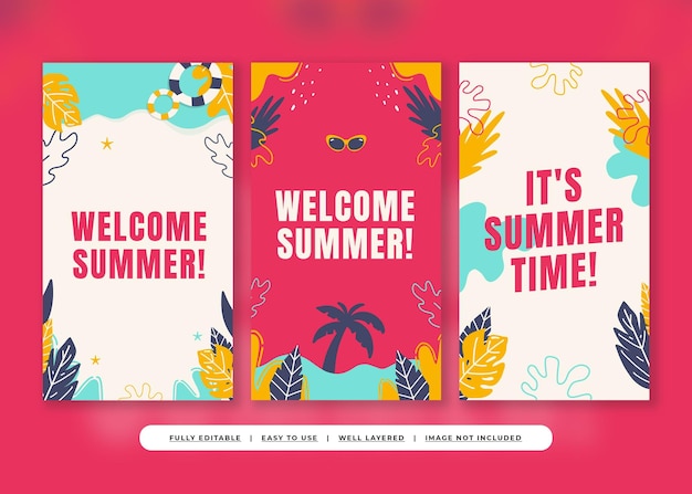 PSD red playful bright summer instagram история