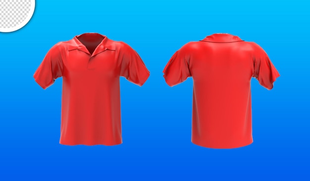 PSD a red polo shirt with the front and back of it.