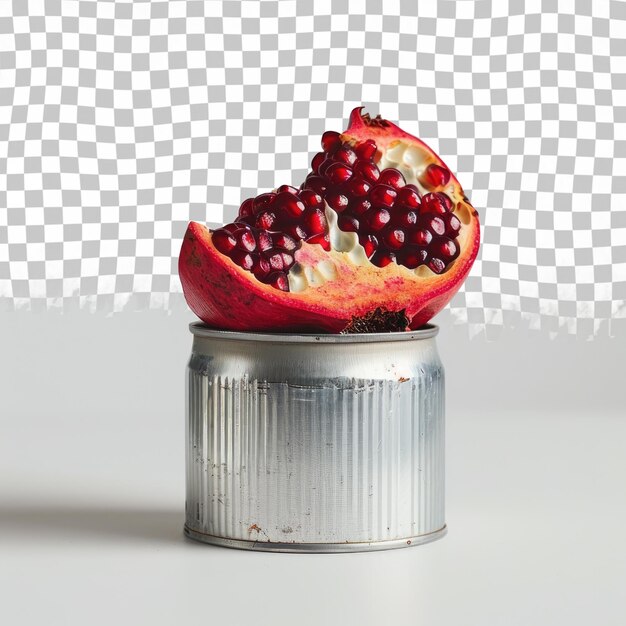 PSD a red pomegranate that is on top of a can