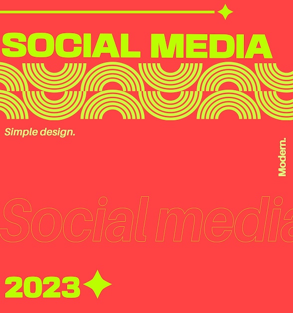 A red poster that says social media.