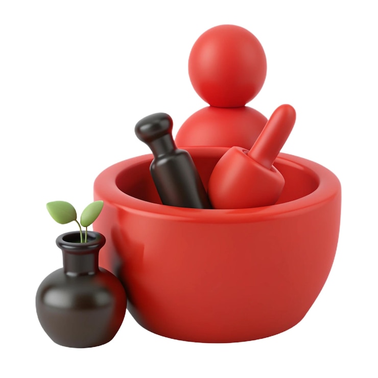PSD a red pot with a plant in it and a small plant in it