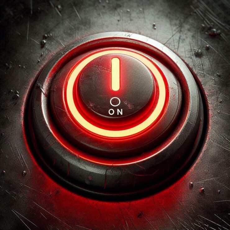 PSD a red power button with a red light on it that says quot on it quot