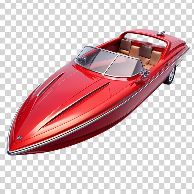 Red powerboat or speedboat isolated on transparent background