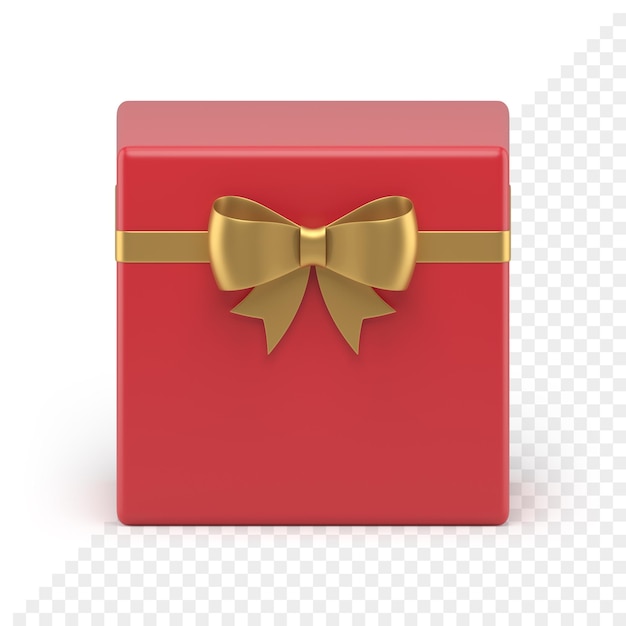 Pacchetto avvolto contenitore rosso presente per l'illustrazione realistica dell'icona 3d di congratulazioni per le vacanze