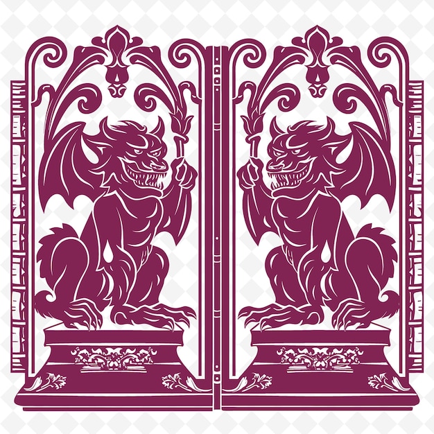 PSD a red and purple door with a dragon on it