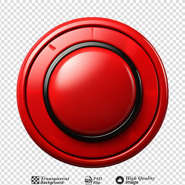 PSD red push button isolated on transparent background