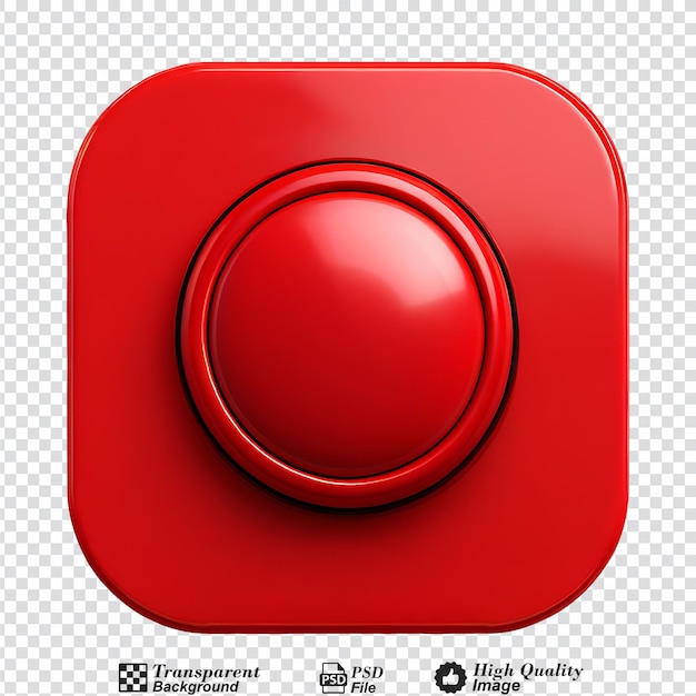 PSD red push button isolated on transparent background