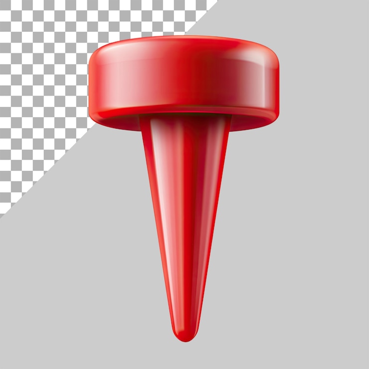 PSD a red push pin in the style of clip art on a transparent background