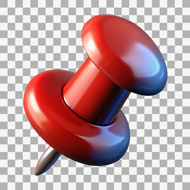 red pushpin on transparent background
