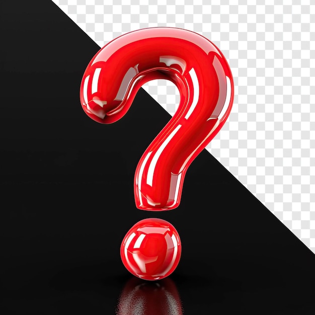 Red Question Sign 3D on Black Isolated Background