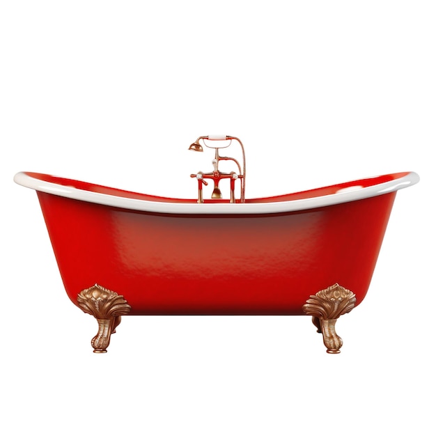 PSD red retro bath on isolated background