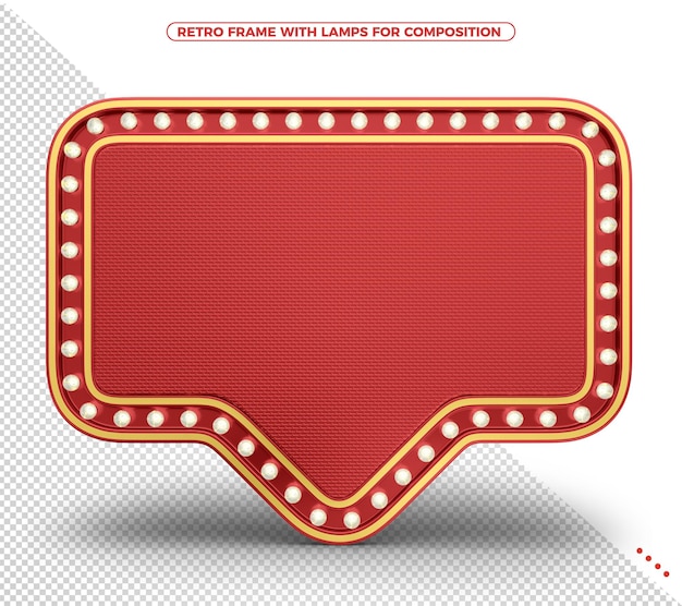 PSD red retro lights frame with realistic texture