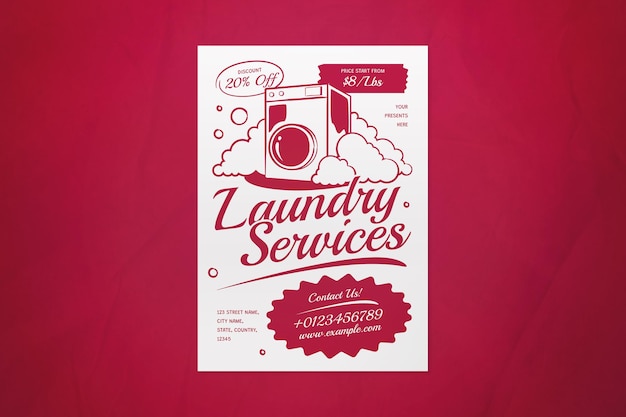 red retro vintage laundry services flyer