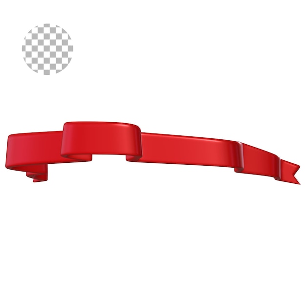 PSD red ribbon 3d render isolated