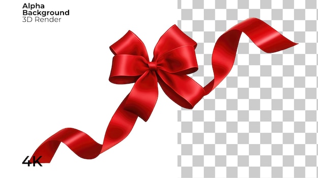 Red ribbon for birthday isolated transparent background png
