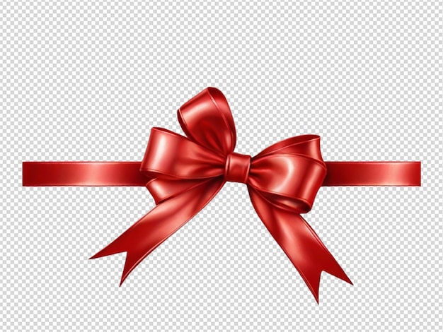 PSD red ribbon bow realistic shiny satin png