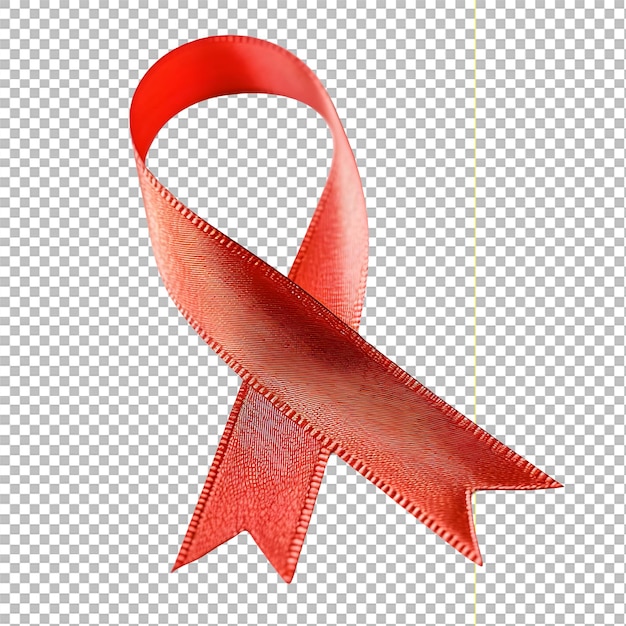 PSD red ribbon for cancer awareness world cancer day concept isolated on transparent background