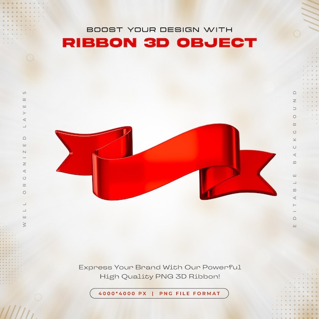 PSD red ribbon icon isolated 3d render illustration