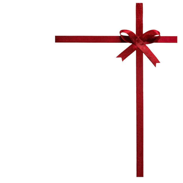a Red ribbon with a bow isolated on a transparent background for Christmas