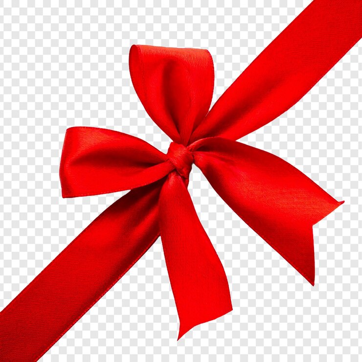 PSD a red ribbon with a bow on it