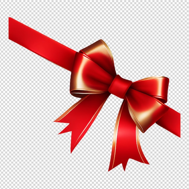 A red ribbon with a bow on it