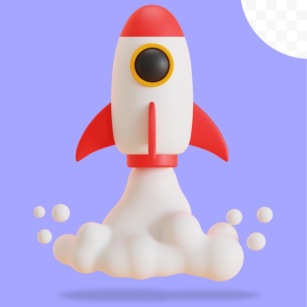 赤いロケット 3D イラスト
