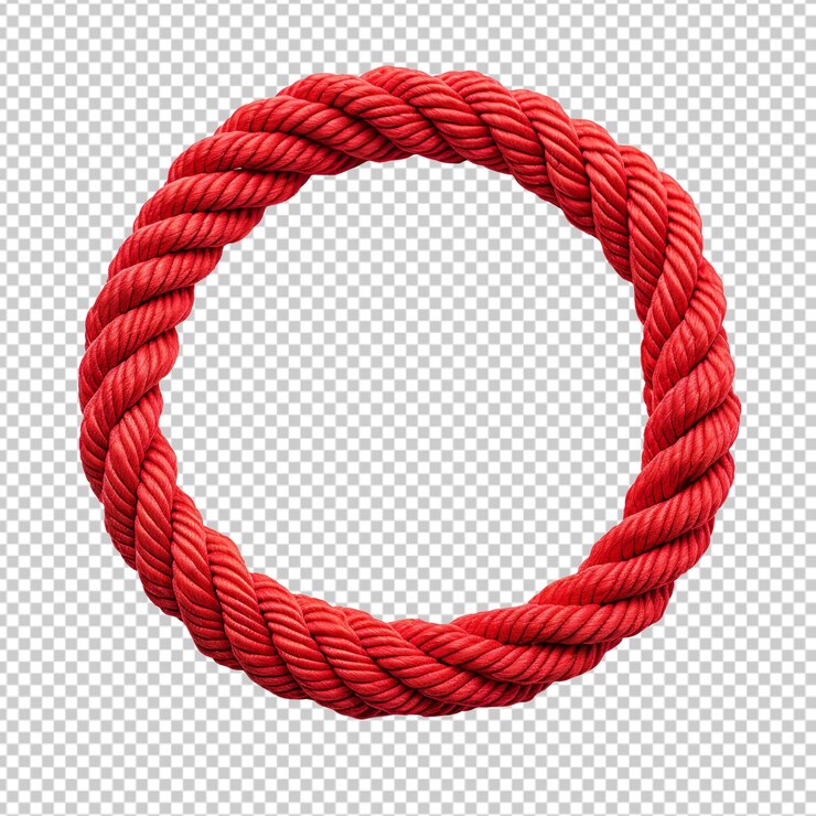 PSD red rope in a circle isolated on transparent background