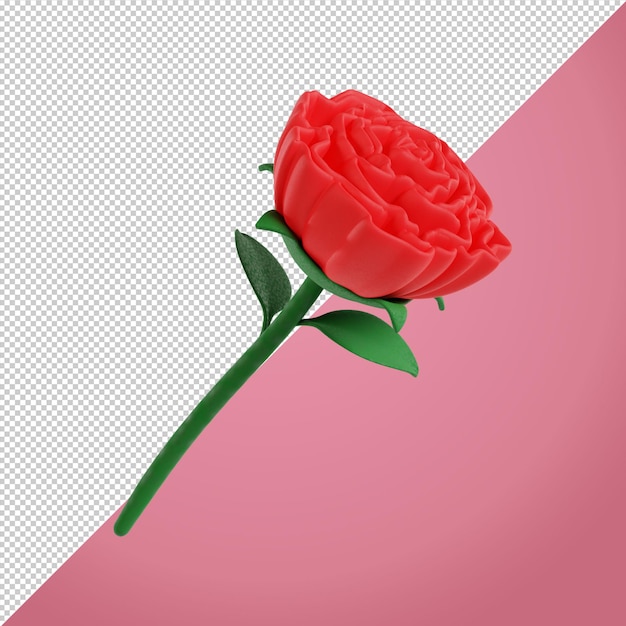 PSD red rose 3d render illustration