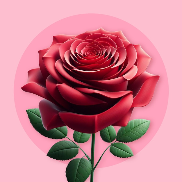 PSD red rose 3d