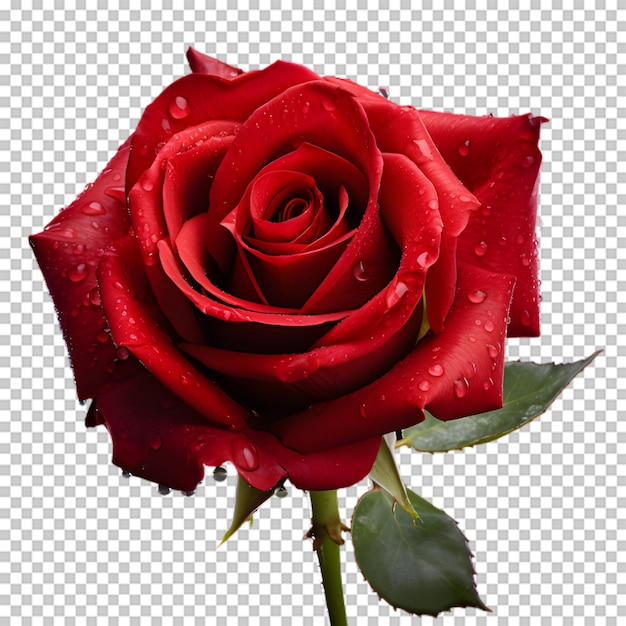 PSD 透明な背景に孤立した赤いバラの花
