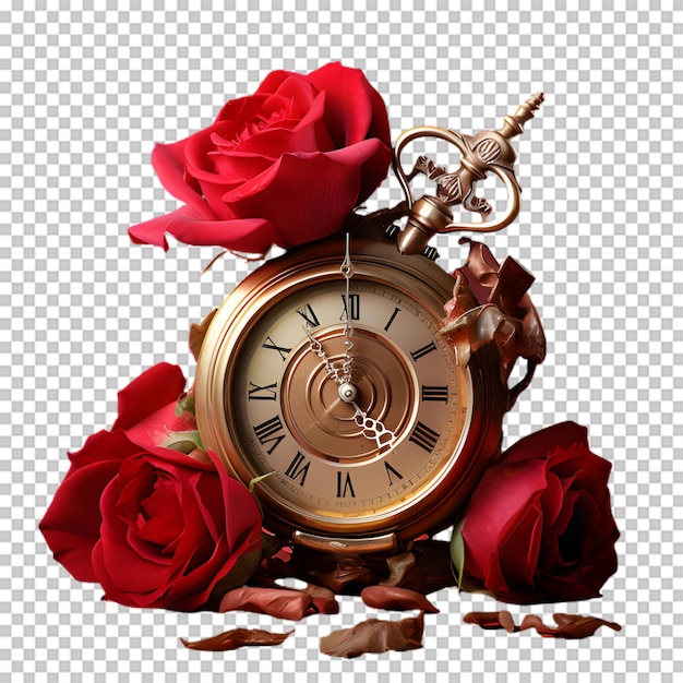 Red rose flower isolated on transparent background