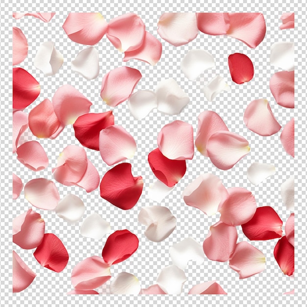 PSD red rose petals isolated on white