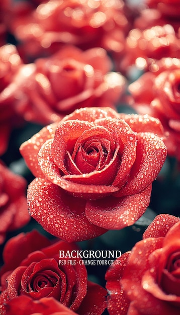 a red rose with water drops on it and the rain drops on it