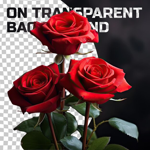 PSD red roses blurry background isolated on transparent background