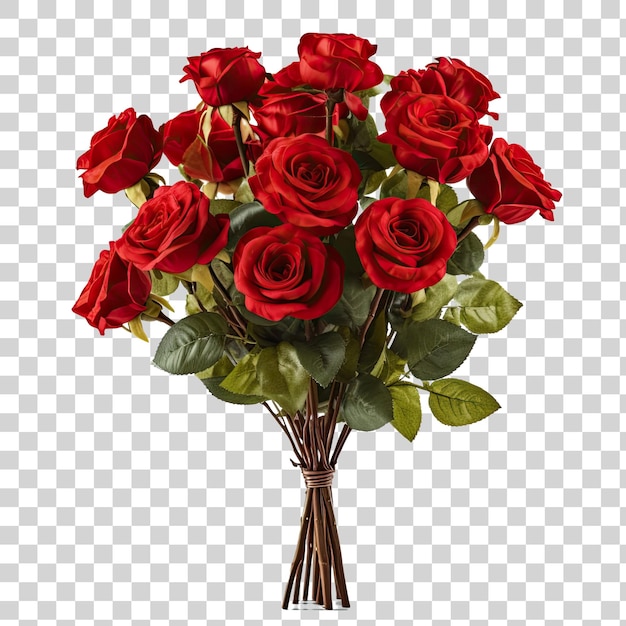 PSD bouquet di rose rosse su sfondo trasparente png clipart