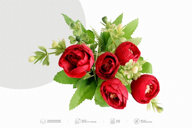 PSD red roses bouquet on transparent background