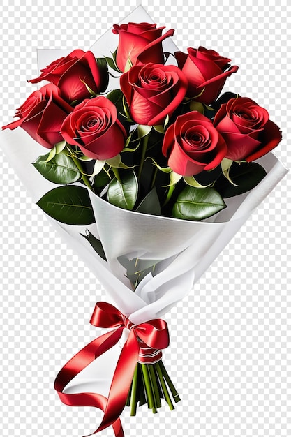 Red roses flower bouquet png isolated on transparent background premium psd